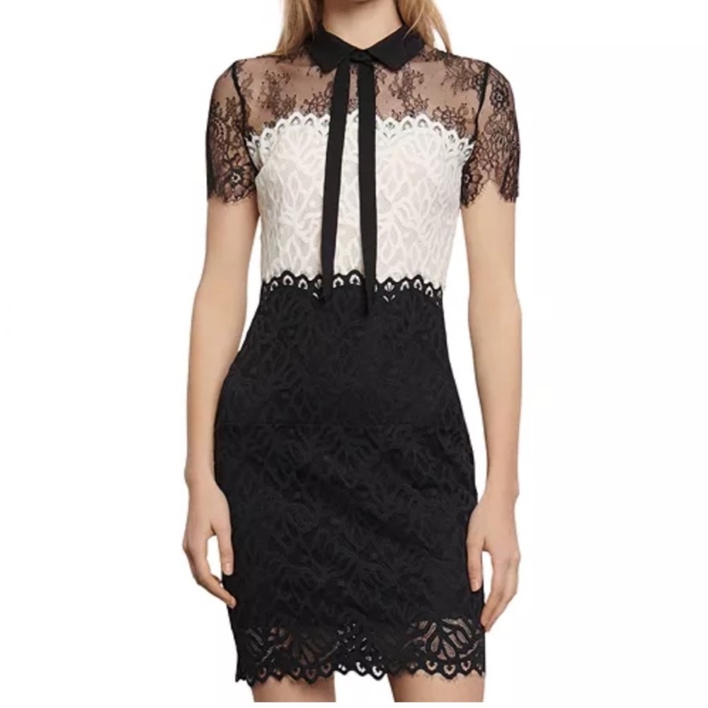 Sandro Black and White Lace Mini Dress NWT